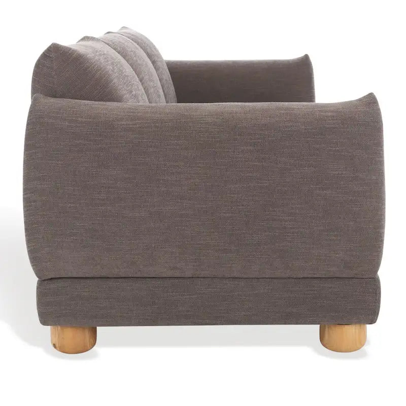 Divano a 3 posti in ciniglia beige/marrone scuro, 226 cm L × 91 cm P × 81 cm H