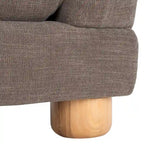 Divano a 3 posti in ciniglia beige/marrone scuro, 226 cm L × 91 cm P × 81 cm H