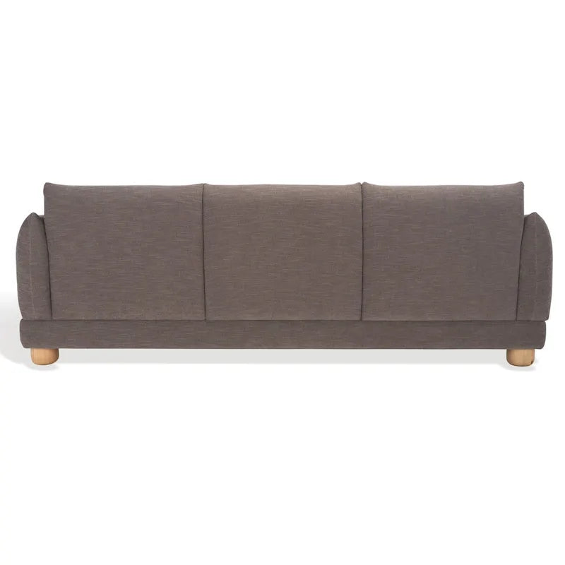Divano a 3 posti in ciniglia beige/marrone scuro, 226 cm L × 91 cm P × 81 cm H