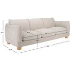 Divano a 3 posti in ciniglia beige/marrone scuro, 226 cm L × 91 cm P × 81 cm H