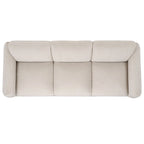 Divano a 3 posti in ciniglia beige/marrone scuro, 226 cm L × 91 cm P × 81 cm H