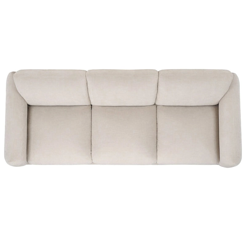 Divano a 3 posti in ciniglia beige/marrone scuro, 226 cm L × 91 cm P × 81 cm H