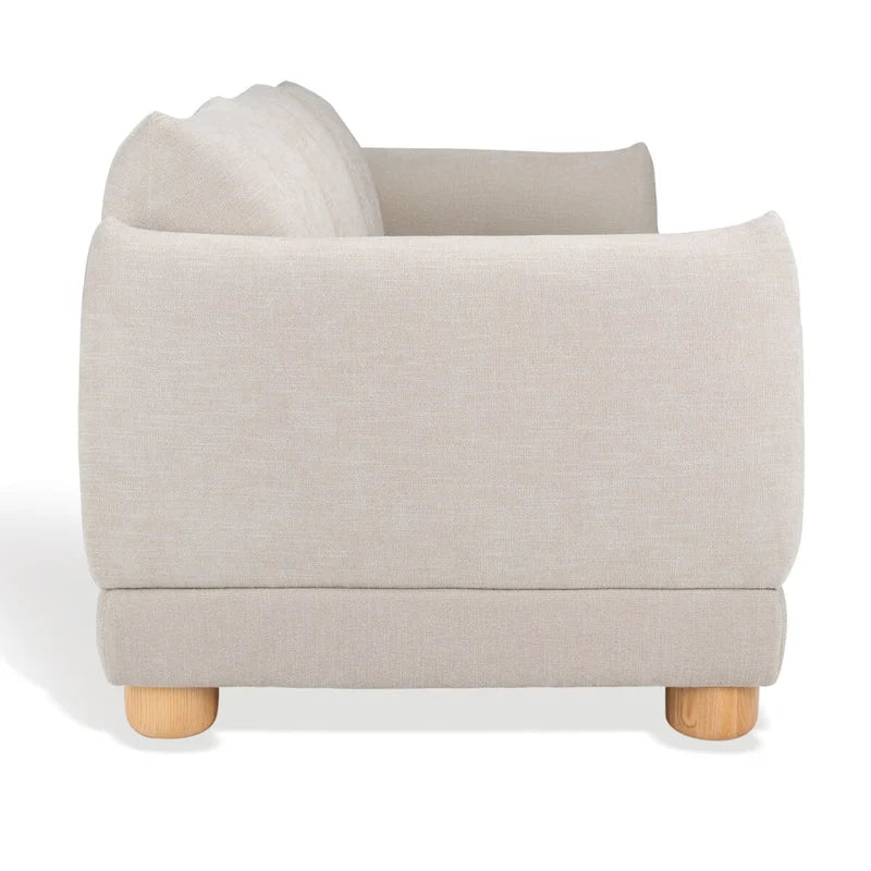 Divano a 3 posti in ciniglia beige/marrone scuro, 226 cm L × 91 cm P × 81 cm H