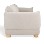 Divano a 3 posti in ciniglia beige/marrone scuro, 226 cm L × 91 cm P × 81 cm H