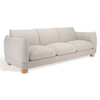 Divano a 3 posti in ciniglia beige/marrone scuro, 226 cm L × 91 cm P × 81 cm H
