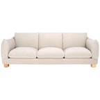 Divano a 3 posti in ciniglia beige/marrone scuro, 226 cm L × 91 cm P × 81 cm H