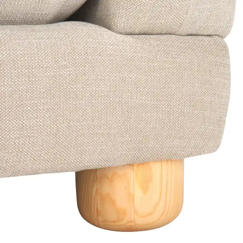 Divano a 3 posti in ciniglia beige/marrone scuro, 226 cm L × 91 cm P × 81 cm H