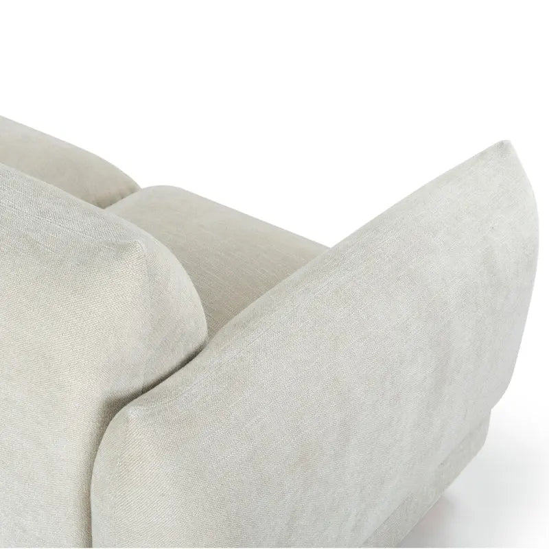 Divano a 3 posti in ciniglia beige/marrone scuro, 226 cm L × 91 cm P × 81 cm H