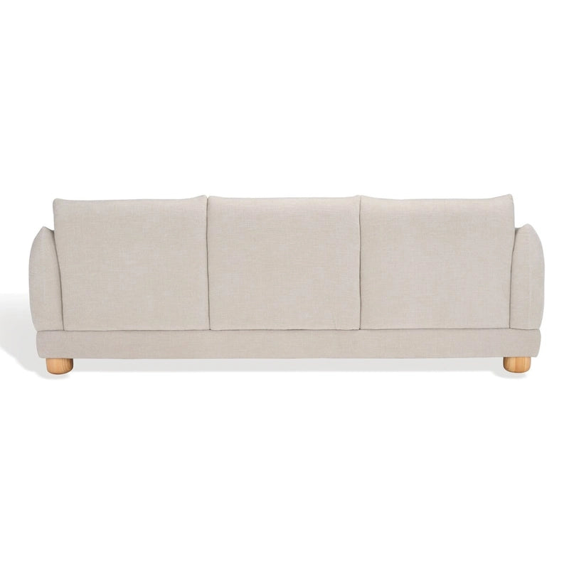 Divano a 3 posti in ciniglia beige/marrone scuro, 226 cm L × 91 cm P × 81 cm H