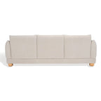 Divano a 3 posti in ciniglia beige/marrone scuro, 226 cm L × 91 cm P × 81 cm H