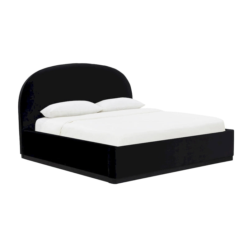 Letto king size rivestito in velluto nero/crema – 1 persona