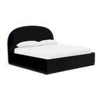 Letto king size rivestito in velluto nero/crema – 1 persona