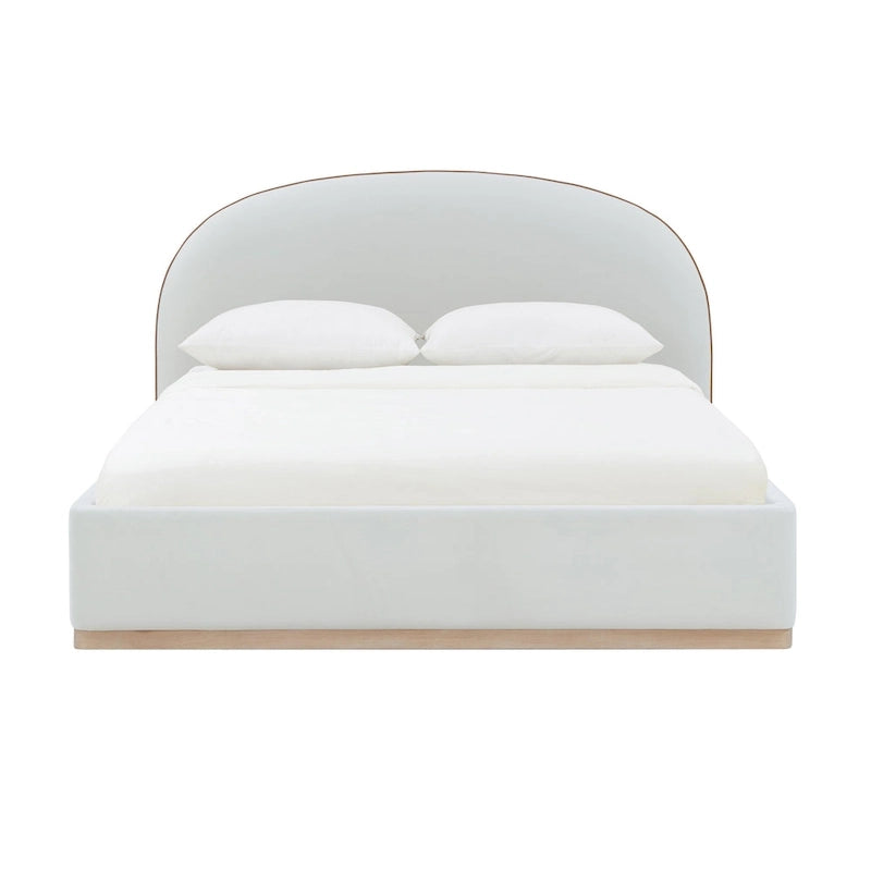 Letto king size rivestito in velluto nero/crema – 1 persona