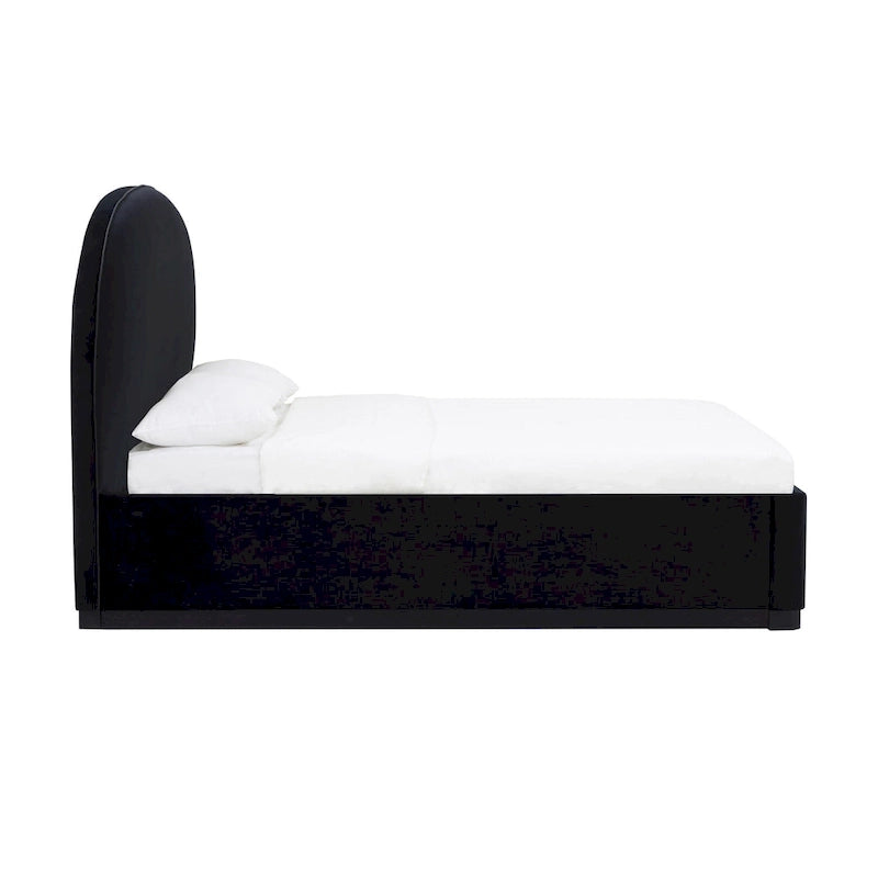Letto king size rivestito in velluto nero/crema – 1 persona