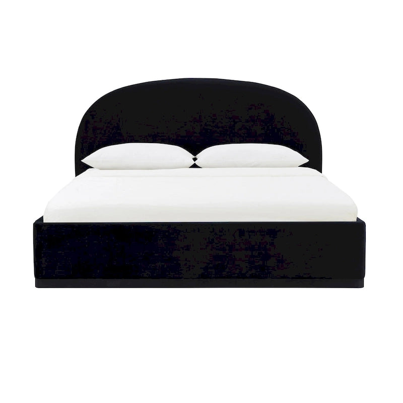 Letto king size rivestito in velluto nero/crema – 1 persona