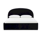 Letto king size rivestito in velluto nero/crema – 1 persona