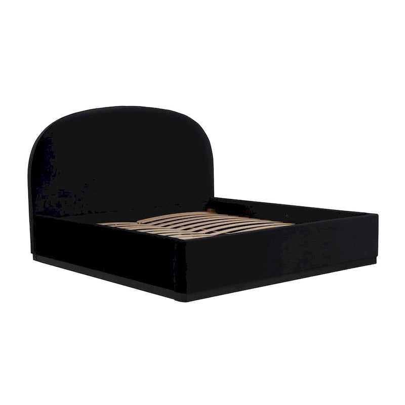Letto king size rivestito in velluto nero/crema – 1 persona
