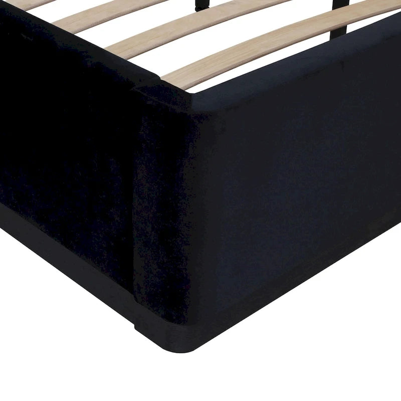 Letto king size rivestito in velluto nero/crema – 1 persona
