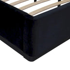 Letto king size rivestito in velluto nero/crema – 1 persona